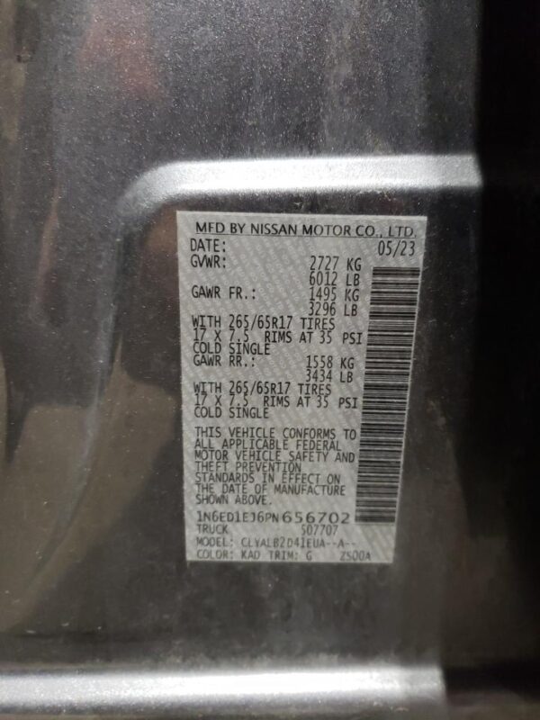 NISSAN FRONTIER GRAY - 1N6ED1EJ6PN656702