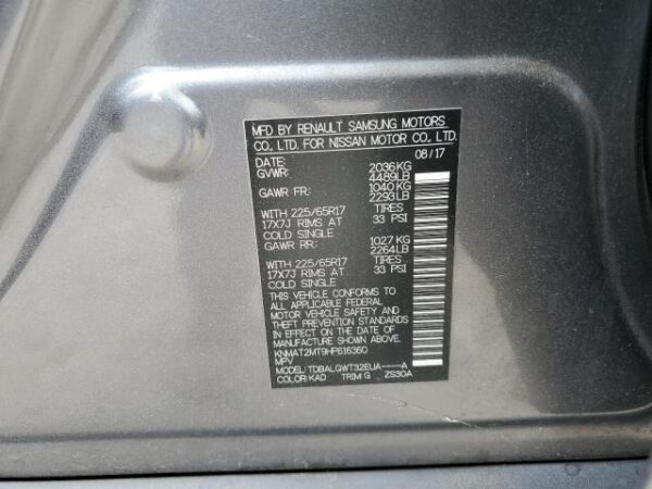 Nissan ROGUE 2017 - KNMAT2MT9HP616360