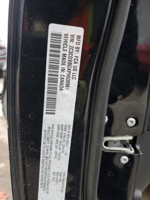 DODGE CHARGER BLACK - 2C3CDXBGXPH530961