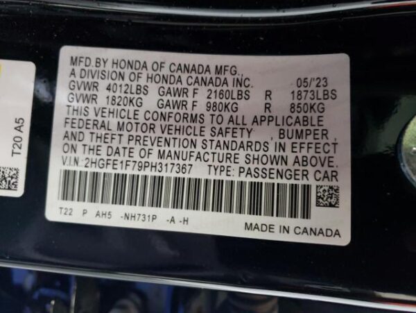 Honda Civic 2023 - 2HGFE1F79PH317367