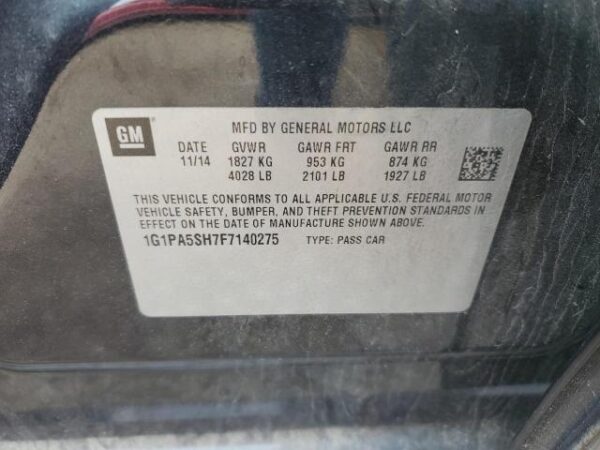 Chevrolet CRUZE 2015 - 1G1PA5SH7F7140275