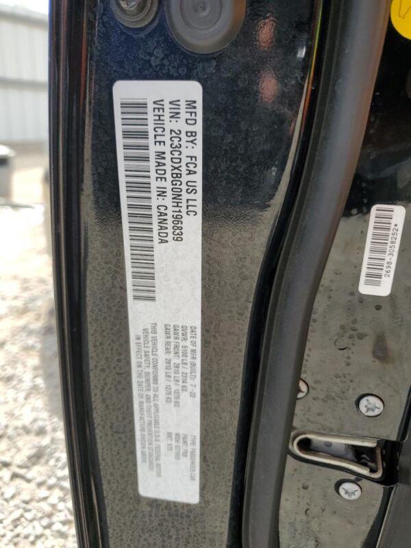 DODGE CHARGER BLACK - 2C3CDXBG0NH196839