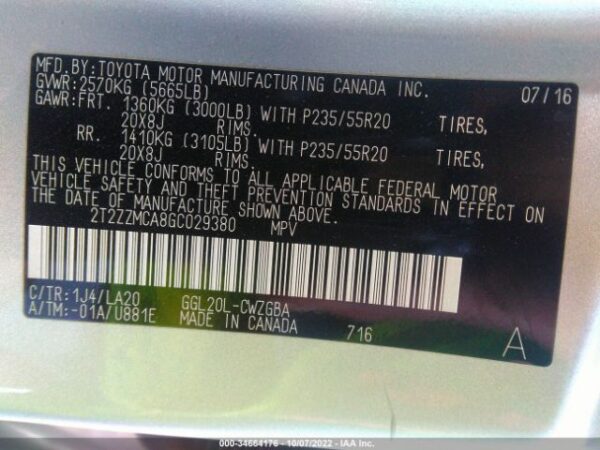 Lexus Rx 350 2016 Silver 3.5L- 2T2ZZMCA8GC029380