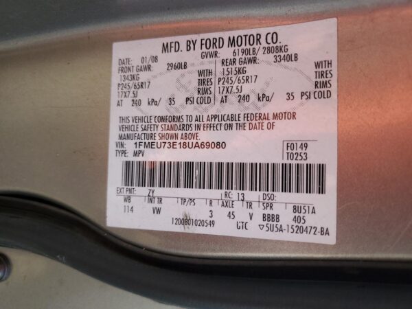 FORD EXPLORER GRAY - 1FMEU73E18UA69080