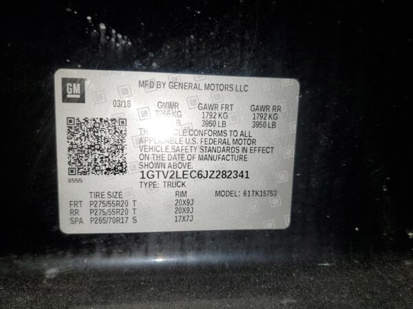 GMC SIERRA BLACK - 1GTV2LEC6JZ282341