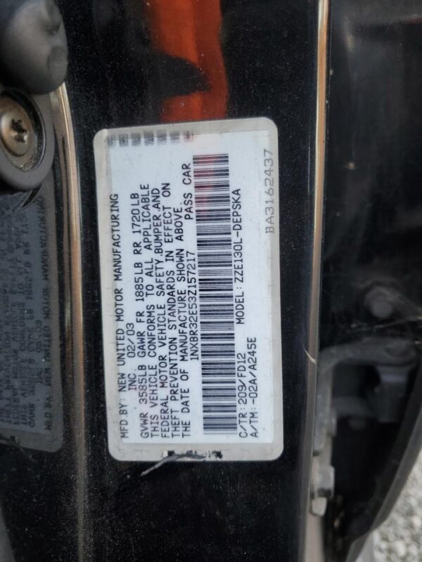 TOYOTA COROLLA BLACK - 1NXBR32E53Z157217