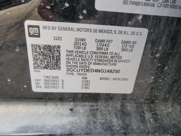 Chevrolet SILVERADO 2022 - 3GCUYDED4NG148250