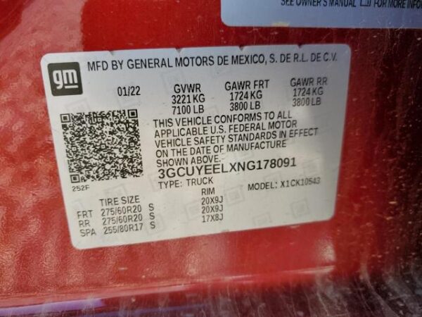 Chevrolet SILVERADO 2022 - 3GCUYEELXNG178091