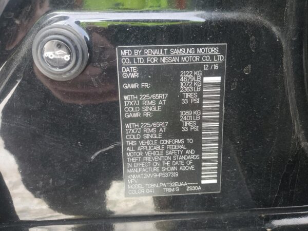 NISSAN ROGUE BLACK - KNMAT2MV9HP537319