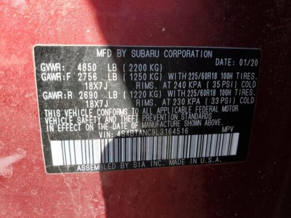 Subaru OUTBACK 2020 - 4S4BTANC9L3164516
