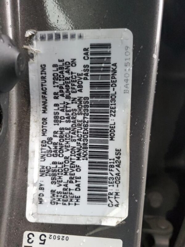 TOYOTA COROLLA GRAY - 1NXBR30EX6Z723959