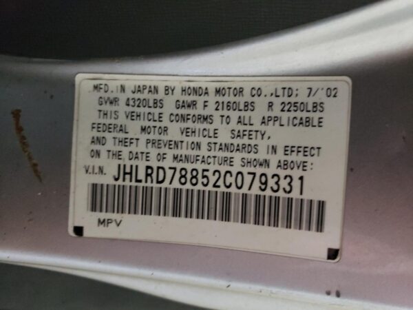 HONDA CRV SILVER - JHLRD78852C079331