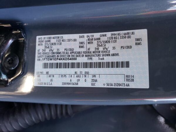 Ford F150 2019 - 1FTEW1EP4KKD54000