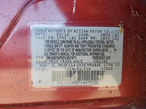 Nissan SENTRA 2015 - 3N1AB7APXFL657471