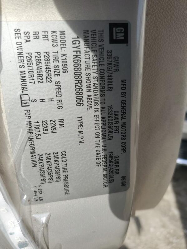 CADILLAC ESCALADE BEIGE - 1GYFK66808R268066