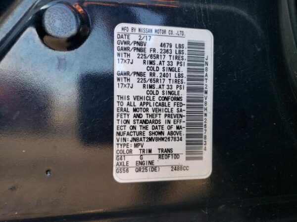 Nissan ROGUE 2017 - JN8AT2MV8HW267834