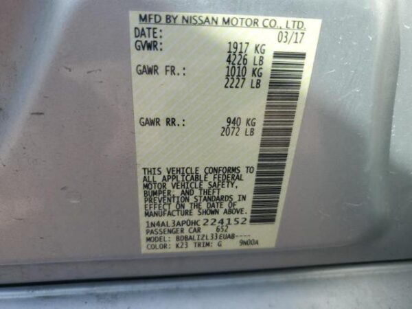 Nissan ALTIMA 2017 - 1N4AL3AP0HC224152