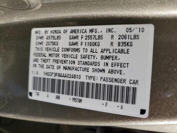 HONDA ACCORD GOLD - 1HGCP3F84AA024810