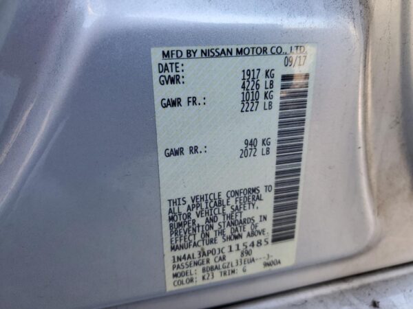 NISSAN ALTIMA SILVER - 1N4AL3AP0JC115485