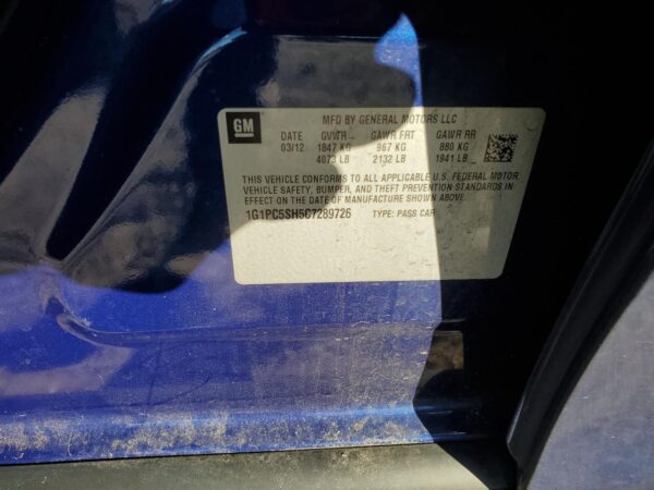 CHEVROLET CRUZE BLUE - 1G1PC5SH5C7289726