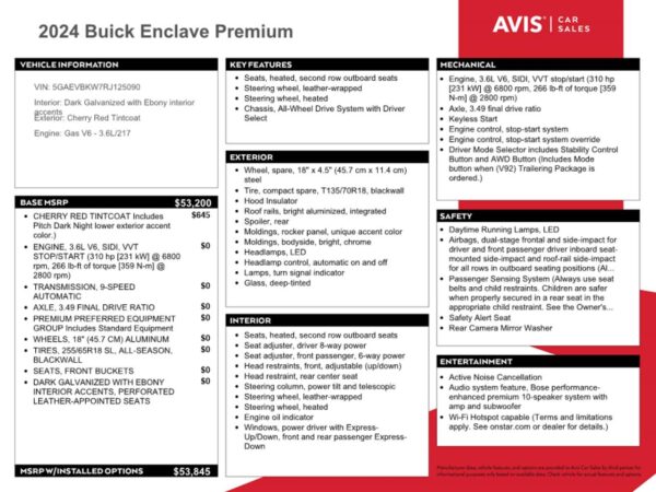 BUICK ENCLAVE RED - 5GAEVBKW7RJ125090