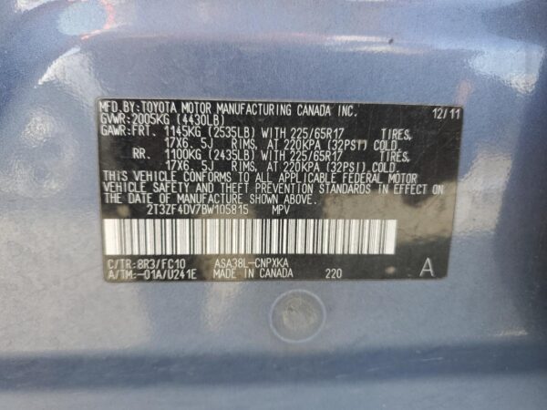 TOYOTA RAV4 BLUE - 2T3ZF4DV7BW105815