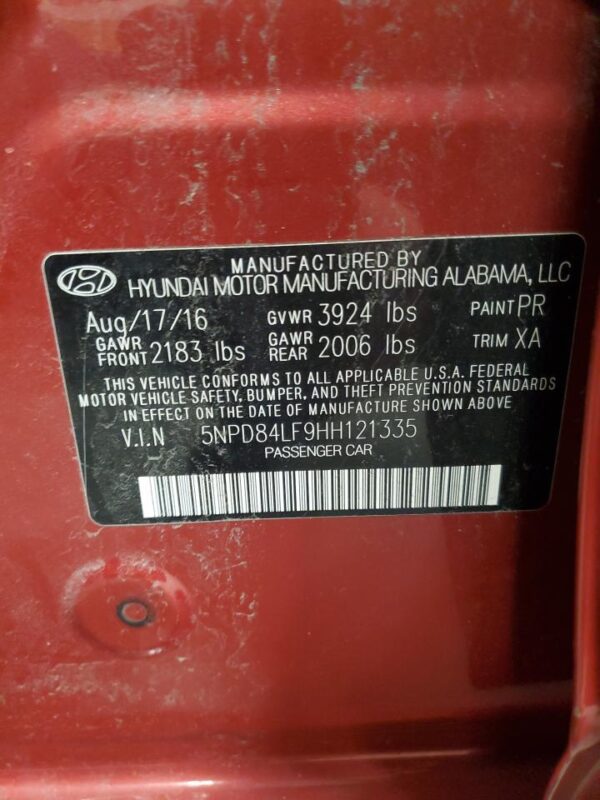 HYUNDAI ELANTRA RED - 5NPD84LF9HH121335