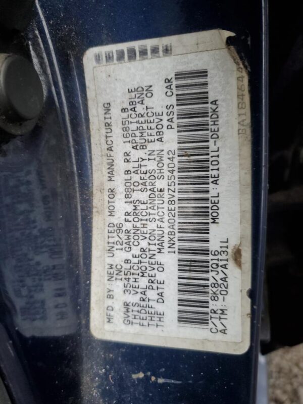 TOYOTA COROLLA BLUE - 1NXBA02E8VZ554042