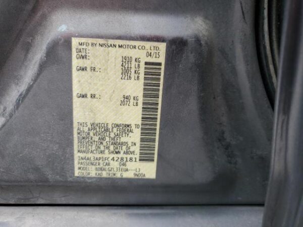 Nissan ALTIMA 2015 - 1N4AL3AP1FC428181