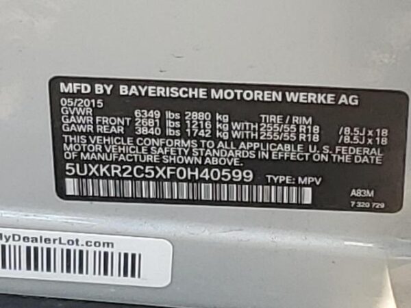 2015 BMW X535i Silver - 5UXKR2C5XF0H40599