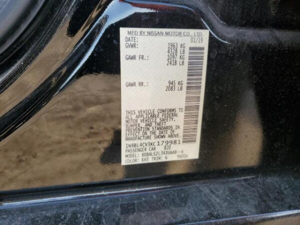 Nissan ALTIMA 2019 - 1N4BL4CV3KC179981