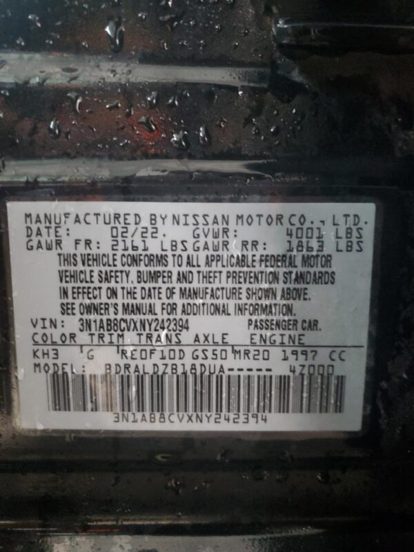 NISSAN SENTRA BLACK - 3N1AB8CVXNY242394