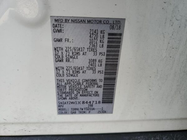 NISSAN ROGUE WHITE - 5N1AT2MV1JC844718
