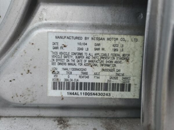 NISSAN ALTIMA SILVER - 1N4AL11D05N430243