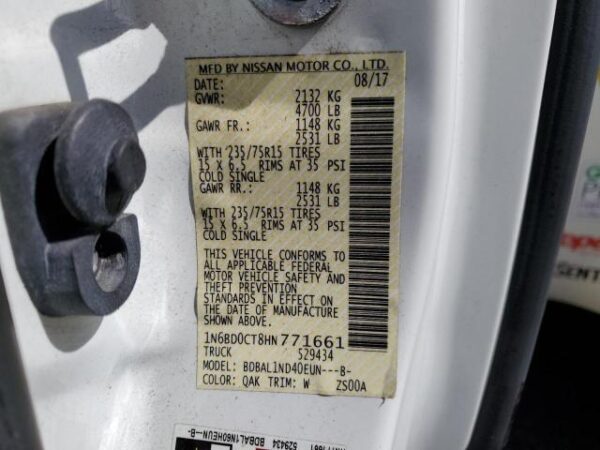Nissan FRONTIER 2017 - 1N6BD0CT8HN771661