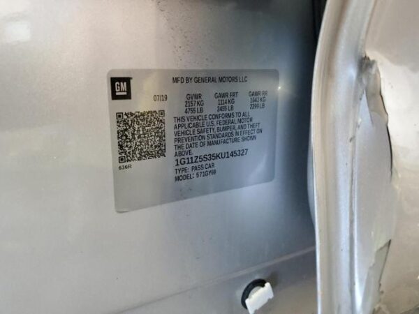 CHEVROLET IMPALA SILVER - 1G11Z5S35KU145327