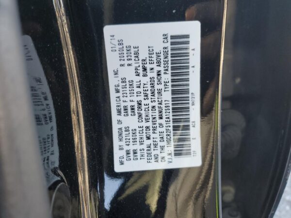 HONDA ACCORD BLACK - 1HGCR2F51EA125917