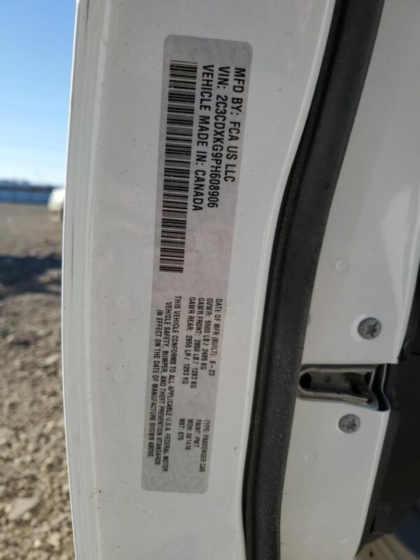DODGE CHARGER WHITE - 2C3CDXKG9PH608906