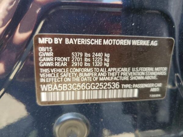 BMW 5 SERIES BLUE - WBA5B3C56GG252536
