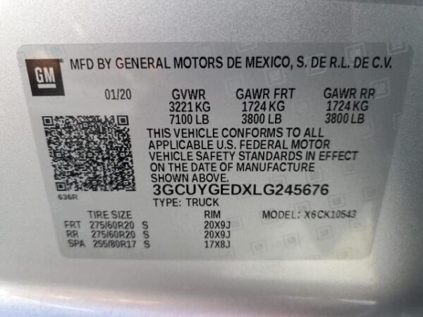 Chevrolet SILVERADO 2020 - 3GCUYGEDXLG245676