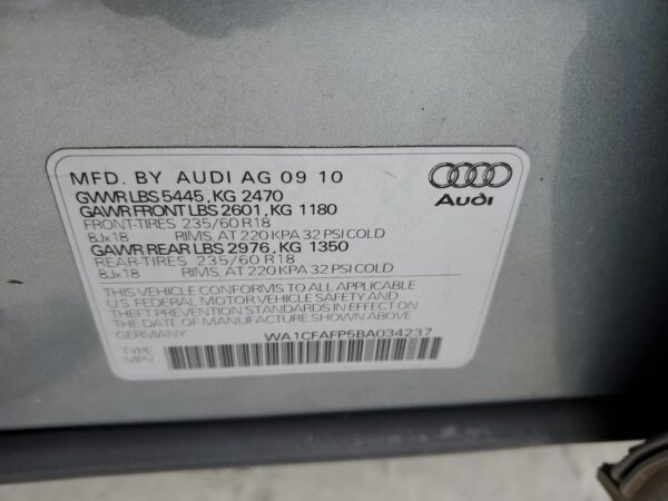 AUDI Q5 GRAY - WA1CFAFP5BA034237