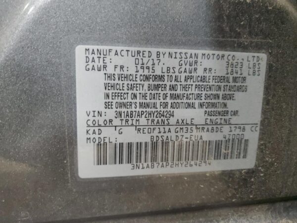 NISSAN SENTRA SILVER - 3N1AB7AP2HY264294