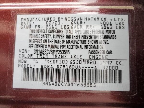 Nissan SENTRA 2021 - 3N1AB8CV8MY253585