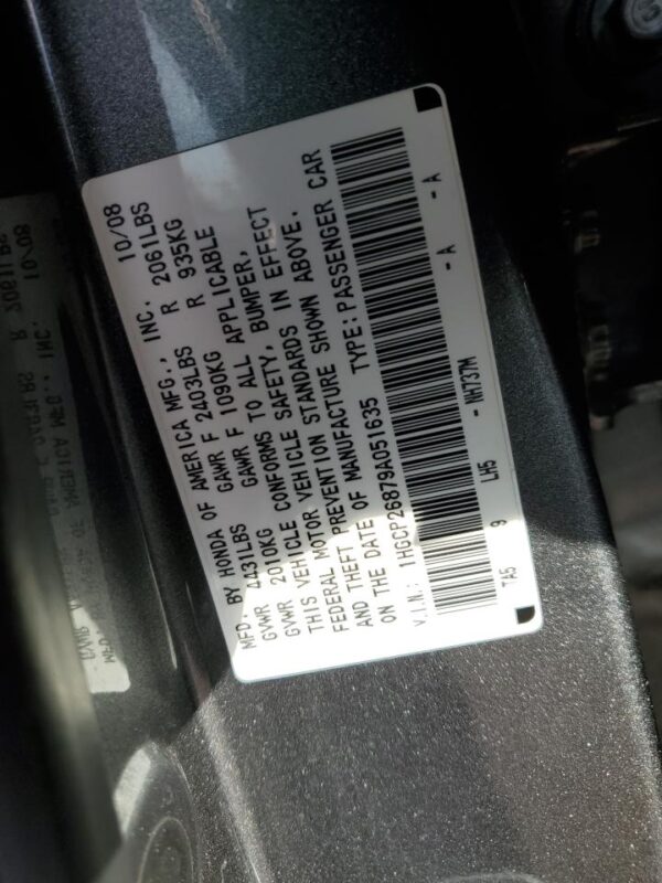 HONDA ACCORD GRAY - 1HGCP26879A051635