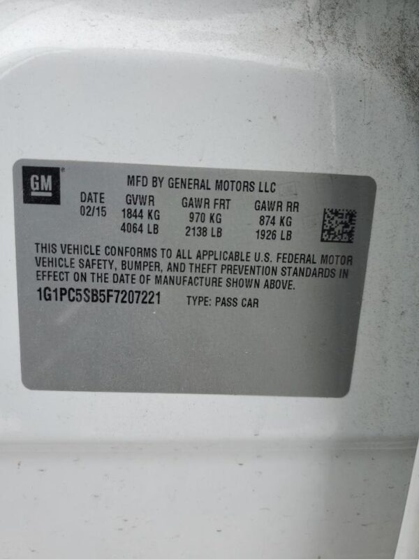 CHEVROLET CRUZE WHITE - 1G1PC5SB5F7207221