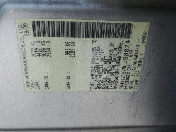 NISSAN ALTIMA SILVER - 1N4BL21E79C198874