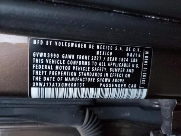 Volkswagen BEETLE 2016 - 3VWJ17ATXGM606137