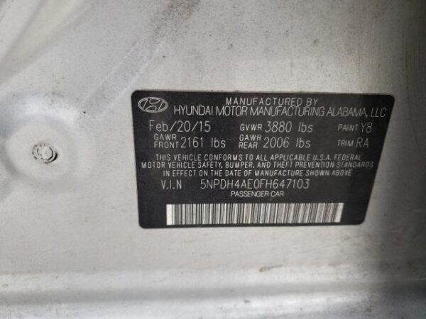 Hyundai Elantra 2015 - 5NPDH4AE0FH647103
