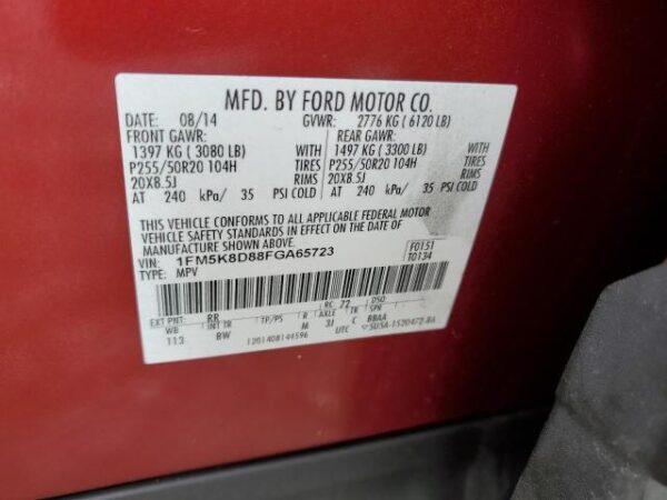 Ford EXPLORER 2015 - 1FM5K8D88FGA65723