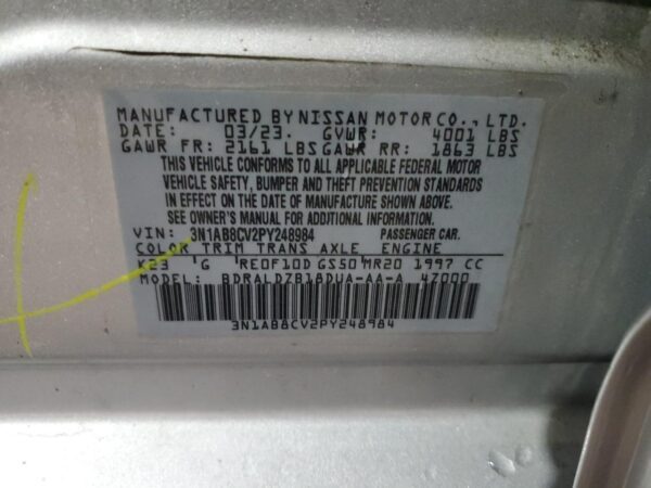 NISSAN SENTRA SILVER - 3N1AB8CV2PY248984